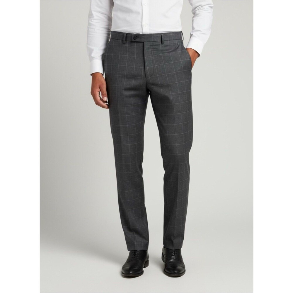 Calvin Klein Men's Slim Fit Pants Gray Plaid 33WX 30L